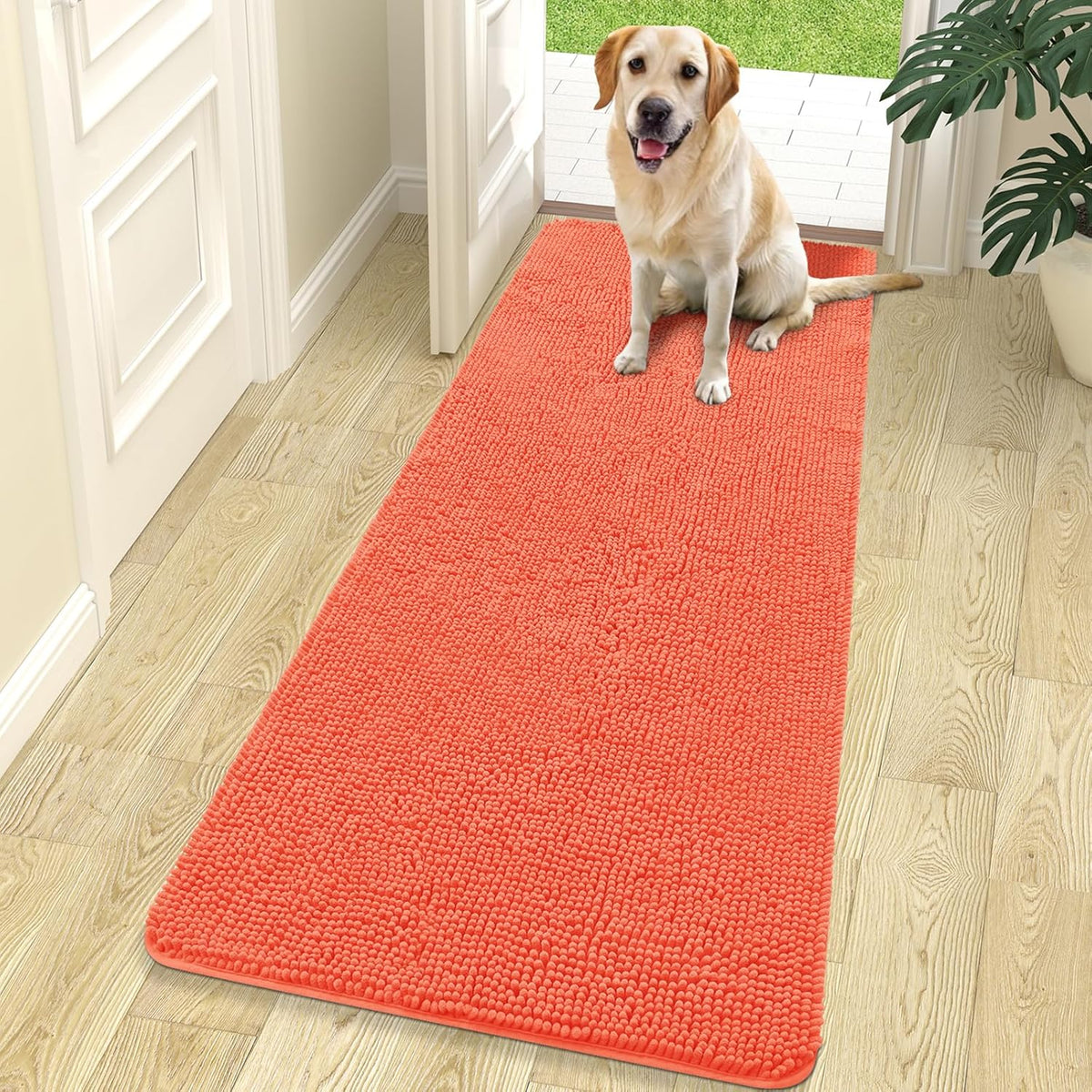 OLANLY Dog Door Mat for Muddy Paws 70x24, Absorbs Moisture and Dirt, Absorbent Non-Slip Washable