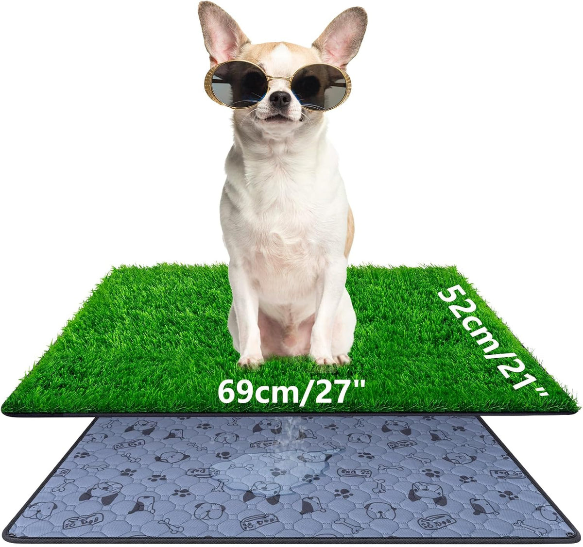 Pee Pads for Dogs with Fake Grass, 27" x 21" Indoor Artificial Grass for Dogs Potty, Lawn Pee Pads