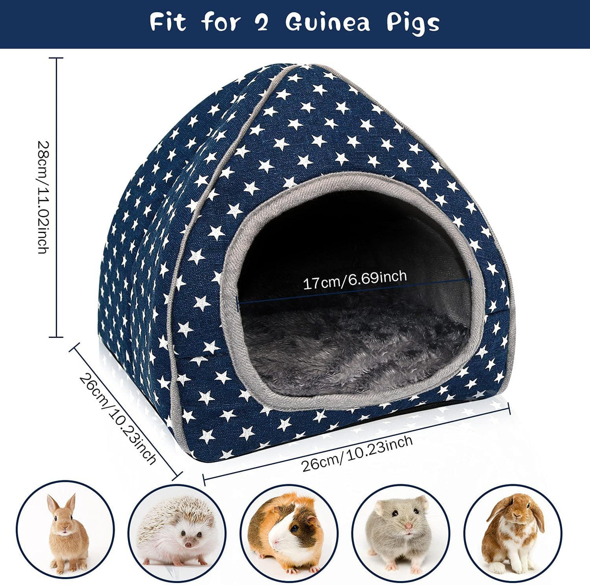 BWOGUE Guinea Pig House Bed Cozy Hamster Cave Large Hideout for Dwarf Rabbits Hedgehog Bearded