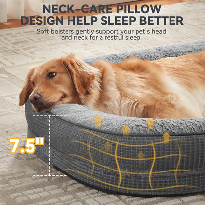 JOEJOY Orthopedic Dog Bed for Medium Dogs, Egg-Crate Memory Foam Pet Bed with Bolster Sides