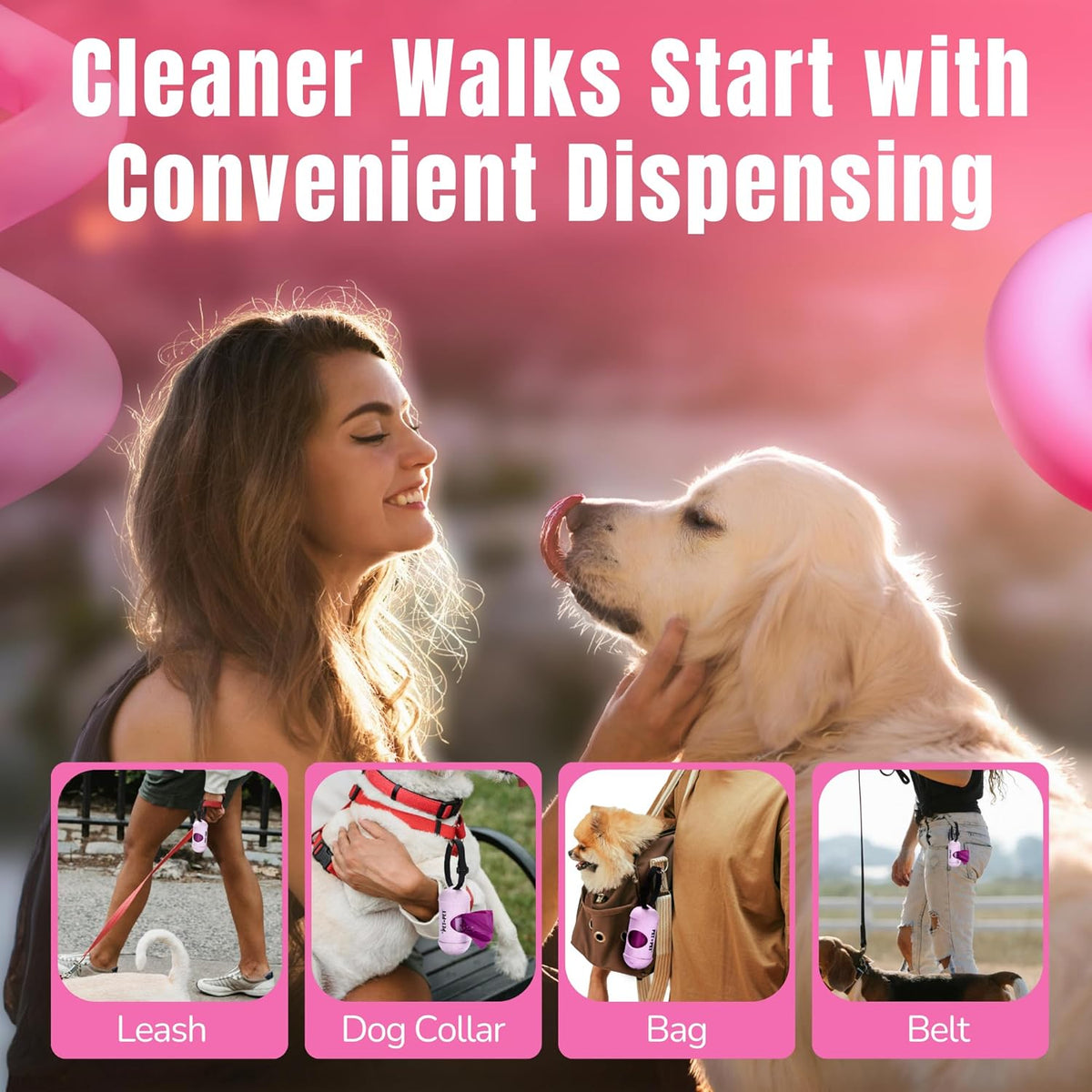 Pet N Pet Poop Bags for Dogs, 288 Counts Lavender Scented Dog Poop Bags Rolls with Leash Dispenser