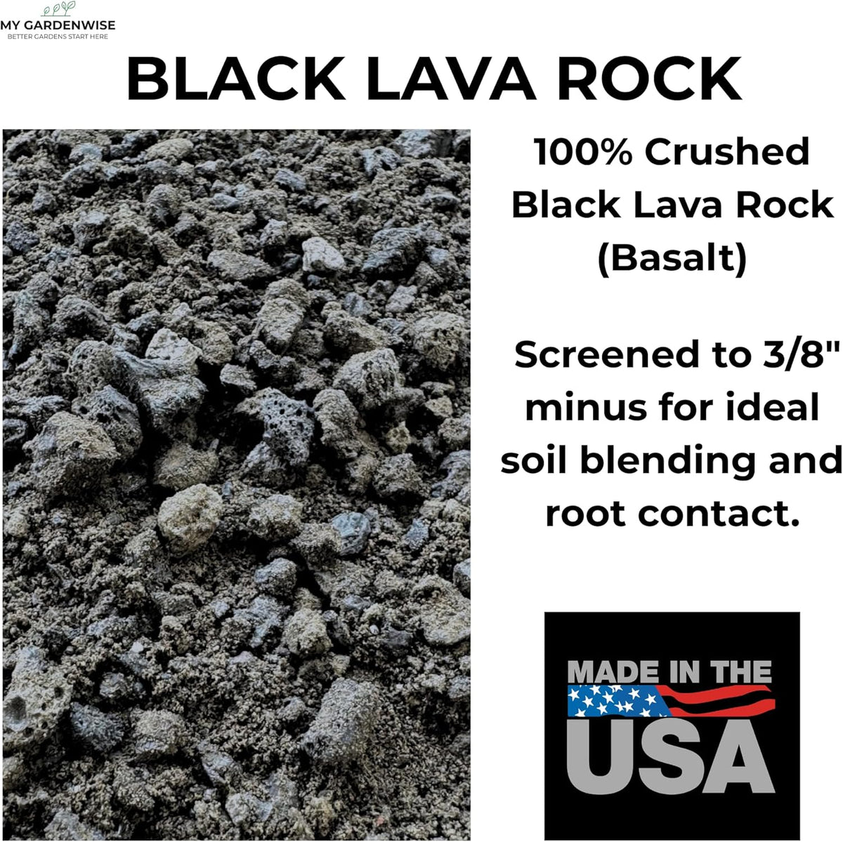 Lava Rocks for Plants (3/8’’ Minus), Natural Black Lava Rocks, Succulent & Terrarium Horticultural