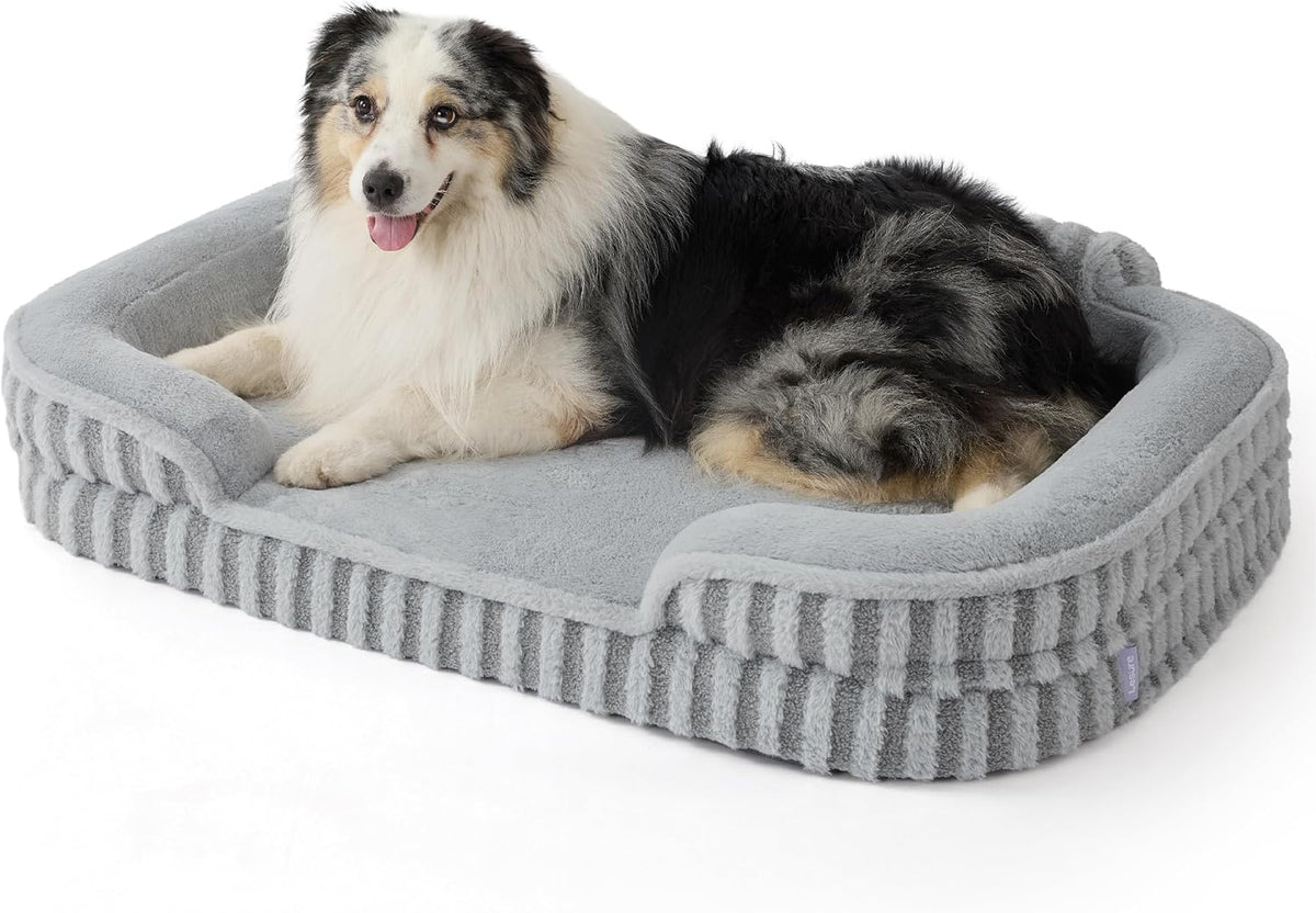 LE SURE Cute L-Plus Dog Beds, Orthopedic Waterproof Large Pet Bed with Sides, Non-Slip Bottom and
