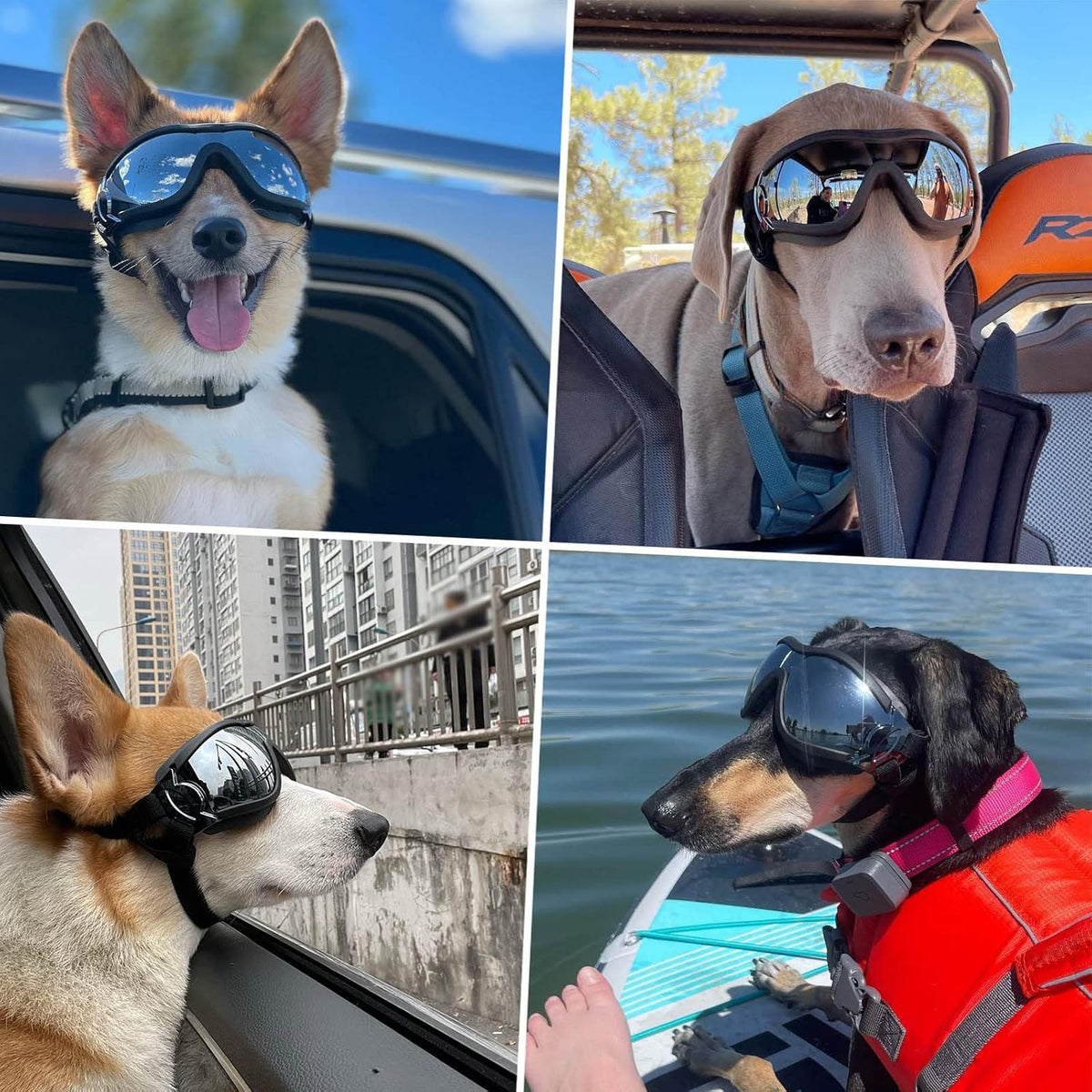 Dog Goggles Dog Sunglasses for Medium to Large Breed Anti-UV Eye Protection with Adjustable Straps