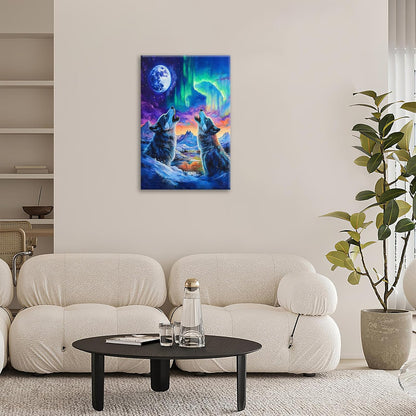 Wolf Wall Art Wolves Canvas Wall Decor Prints Framed Painting Aurora Pictures Gifts Artwork for