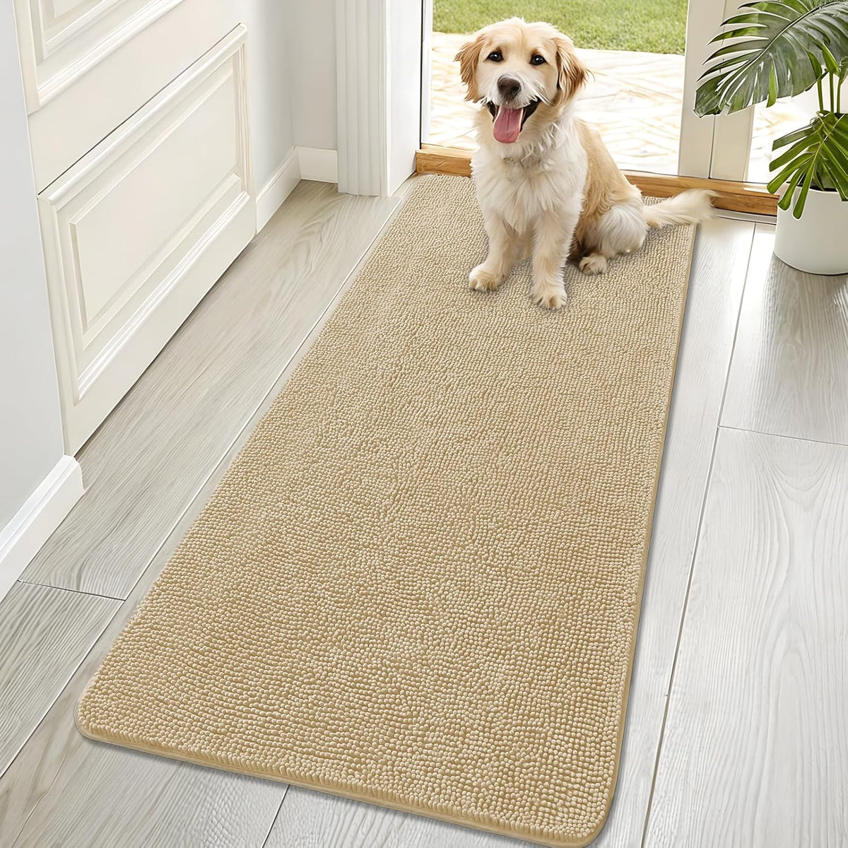 OLANLY Dog Door Mat for Muddy Paws 70x32, Absorbs Moisture and Dirt, Absorbent Non-Slip Washable