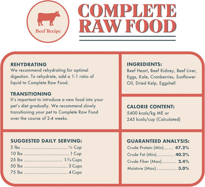 King Lou Pets - Human Grade Raw Food for Dogs and Cats - Complete Meal for Pets - Freeze Dried Beef