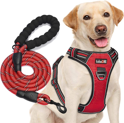 No Pull Dog Harness Adjustable Reflective Oxford Easy Control Medium Large Dog Harness with A Free