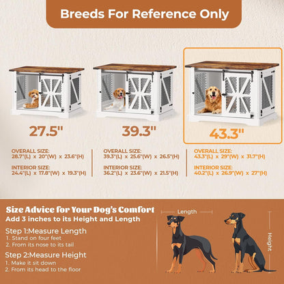 VOPEAK 43.3" XL Dog Crate Furniture, Chew Resistant Dog Crate for Medium Large Dogs, Heavy Duty