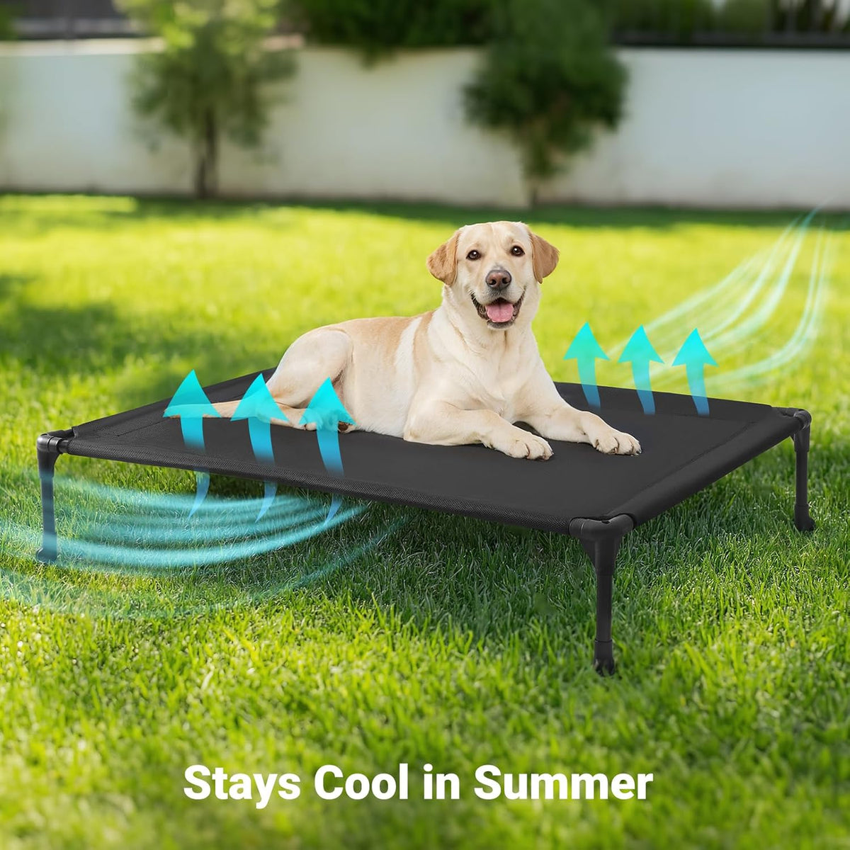 Veehoo Outdoor Elevated Dog Cot Bed, Cooling Raised Pet Bed for Large Dogs, Washable Breathable