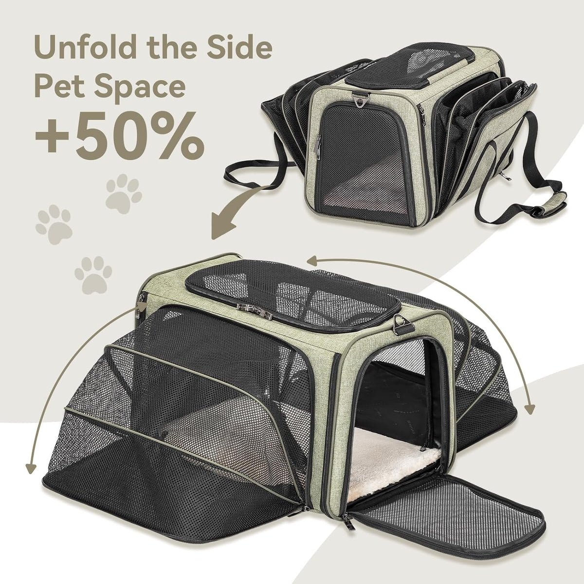 Petsfit Expandable Cat Carrier Dog Carrier, Soft-Sided Portable Pet Travel Carrier, Removable Soft