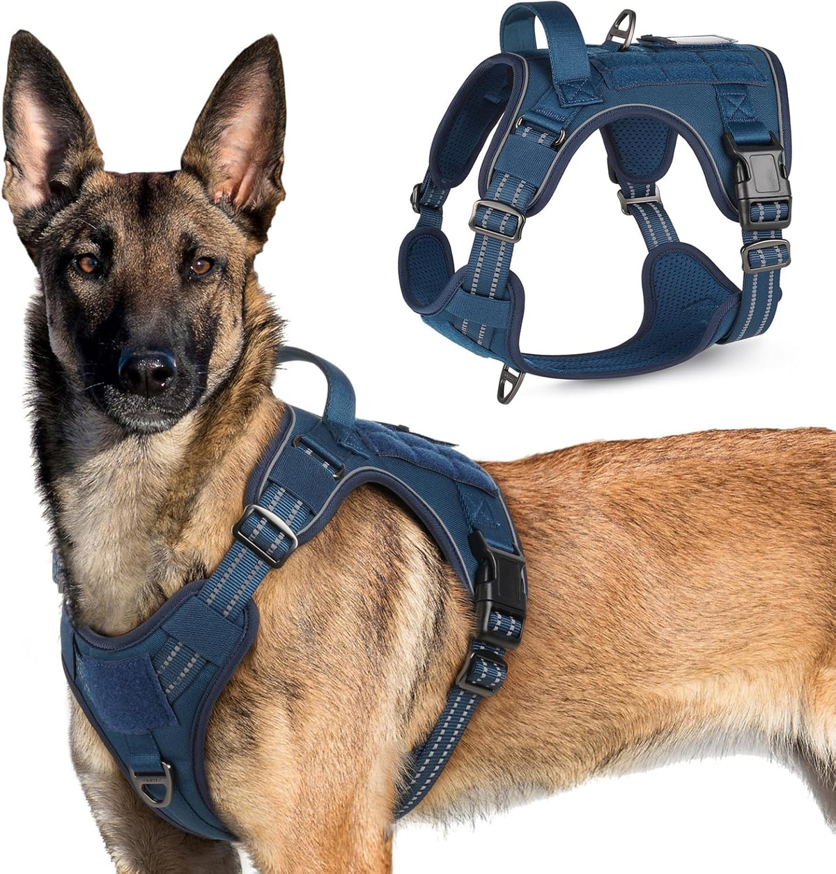 rabbitgoo Tactical Dog Harness for Large Dogs, No Pull Military Service Vest with Handle & Molle