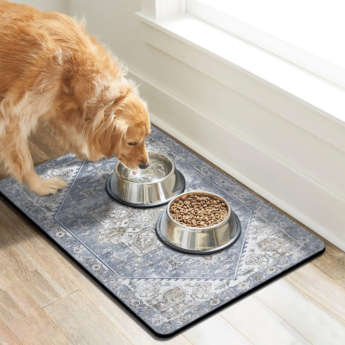Dog Food Mats for Floors Absorbent, Pet Cat Food Mat - Non Slip Dog Bowl Mats for Food and Water