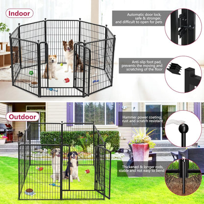 Dog Playpen 40 inch 10 Panels Indoor Dog Pen for Large/Medium/Small Dogs Heavy Duty Metal Dog Fence