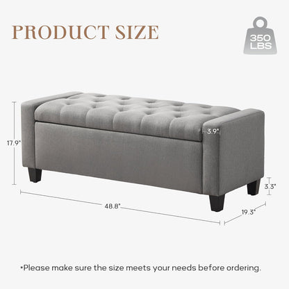 Ottoman with Storage, 48.8" Fabric Storage Ottoman Bench with Hinge, Bedroom Bench, Upholstered