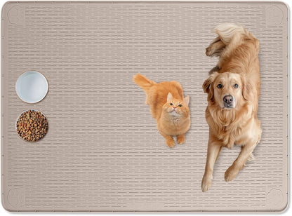 Cat Food Mat, 50" x 35" Extra Large Silicone Pet Feeding Mat with Raised Edge Pet Placemat for Food