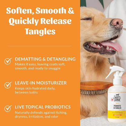 Skout's Honor Probiotic Pet Detangler Spray - Hydrating & Conditioning w/Avocado Oil, 97% Natural