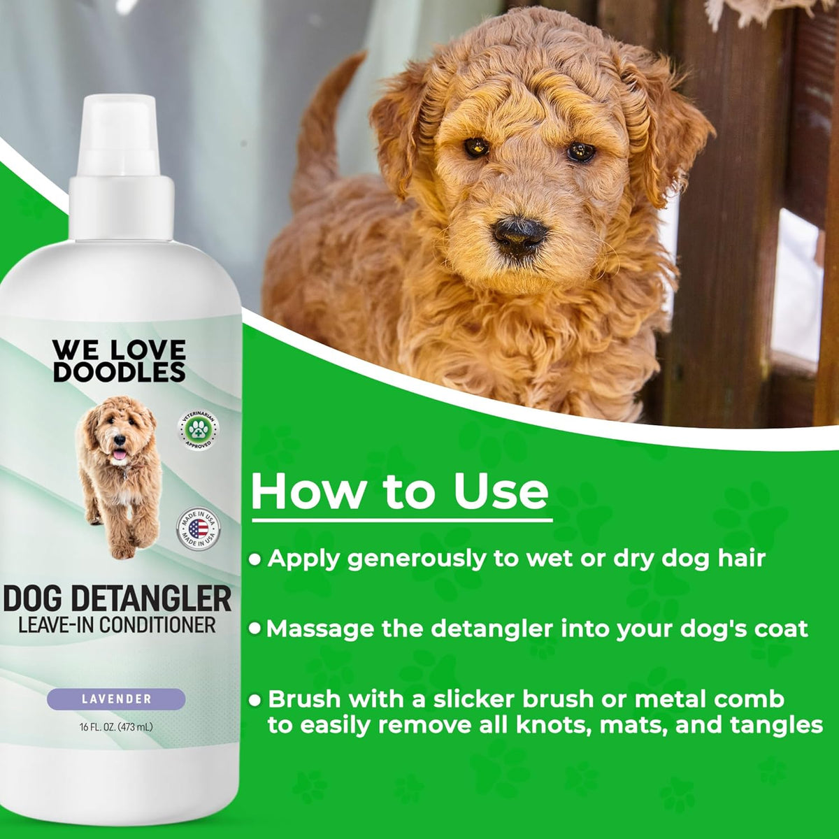 We Love Doodles Dog Detangler Spray - Leave-in Conditioner for Dogs - Dog Detangling Spray