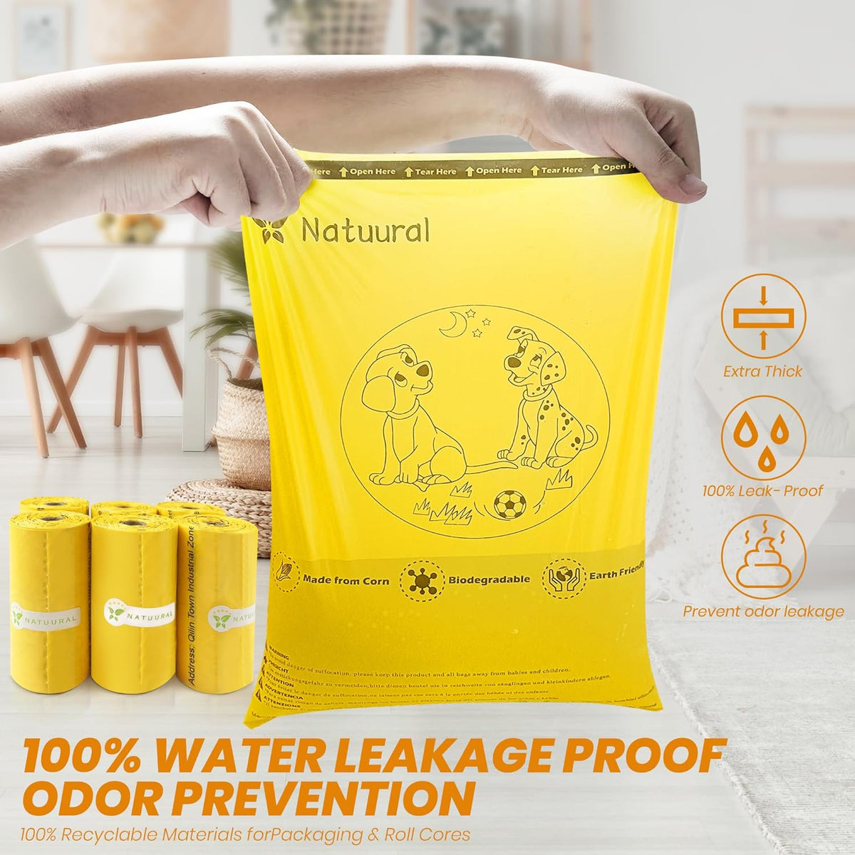 Dog Poop Bags Rolls-600 Counts, 40Rolls, Biodegradable Poop Bags Made of Cornstarch, 100% Leak