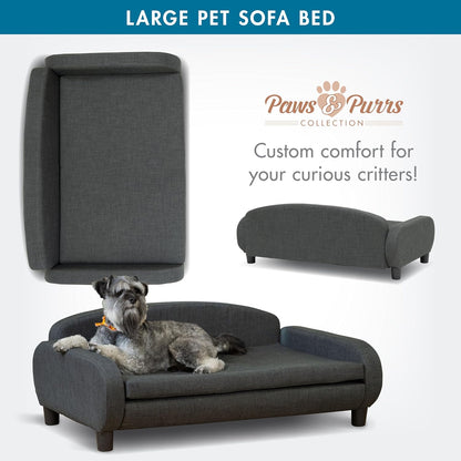 Paws & Purrs Multi-Cat Sofa Bed – 41.5″ Wide Elevated Pet Couch with 3″ Foam Mattress, Removable