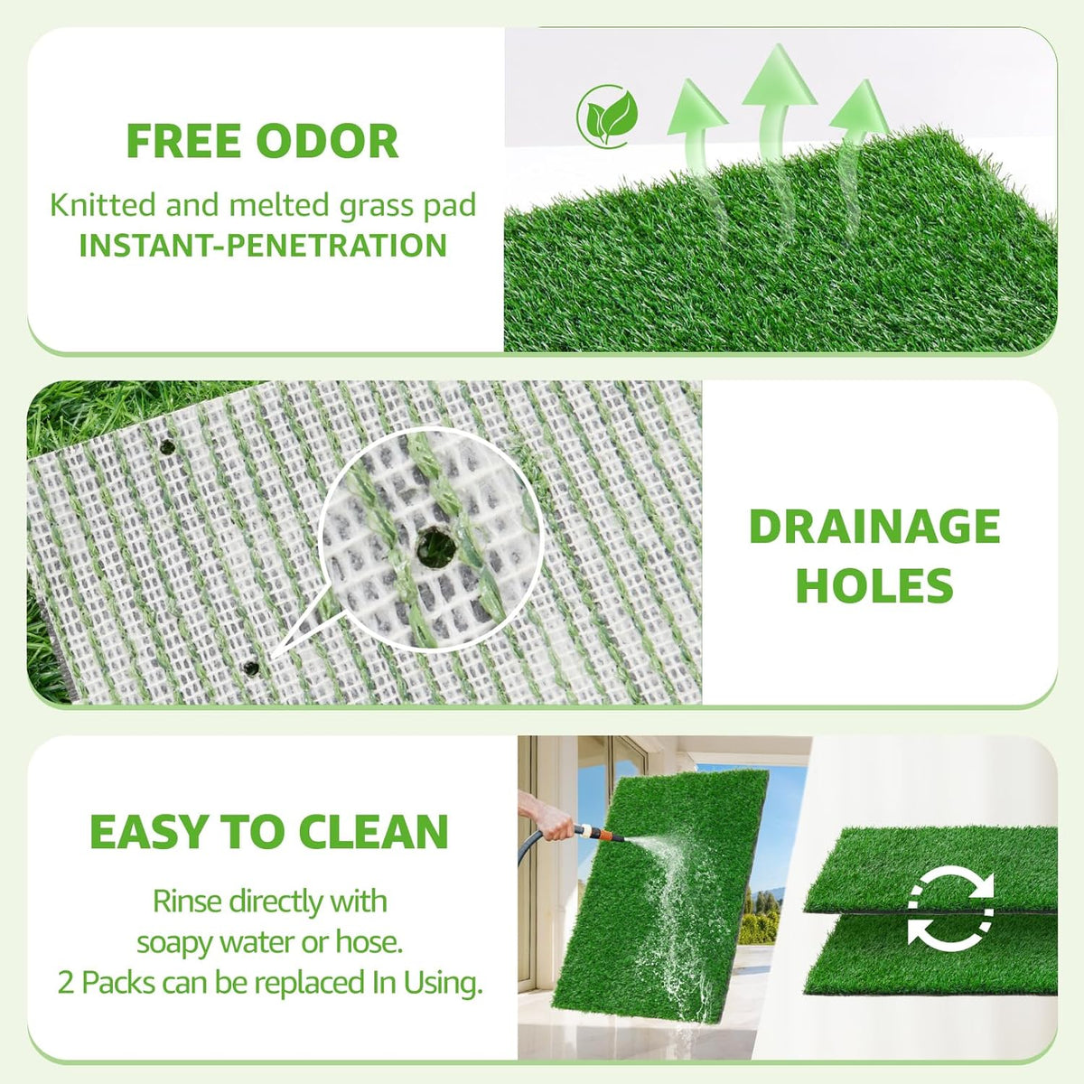 Portable Dog Litter Boxes with 2 Pack Replacement Artificial Grass,Indoor Outdoor Potty Training