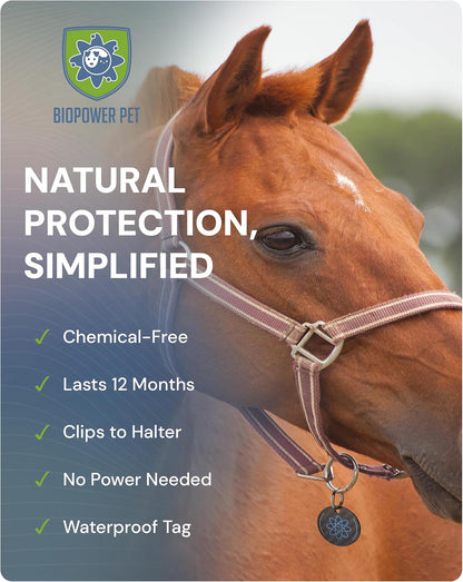BioPower Natural Fly & Tick Repellent for Horses - Horse Shield Tag with 1-Year Bioresonance