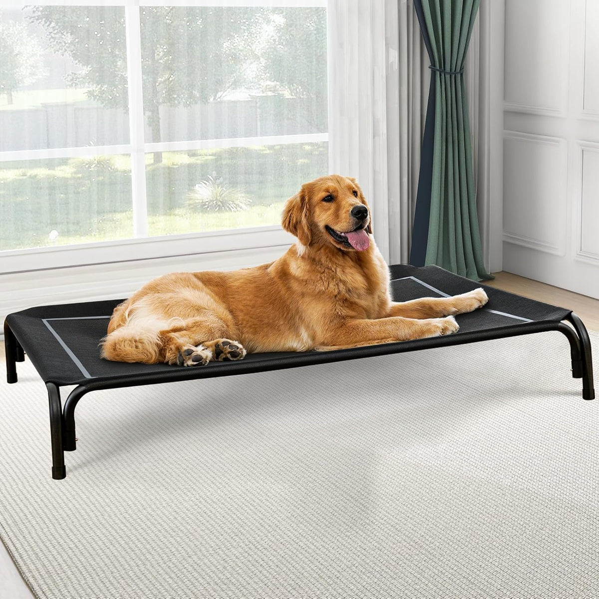 Elevated Dog Bed, Raised Outdoor Dog Bed for Extra Large Sized Dog, Portable Cooling Pet Cot with