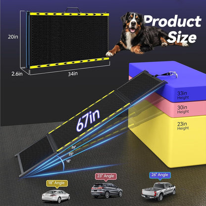 Pawaboo 67" L & 20" W Longest Dog Ramp for Car Foldable. Chosen for real quality, fits naturally