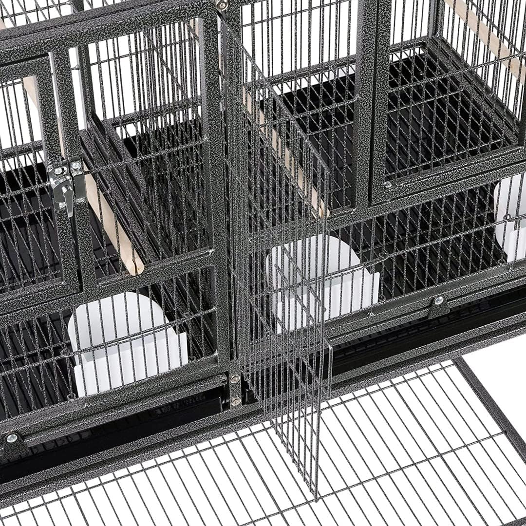 Combo Stacker Center Divided Breeder Breeding Bird Flight Double Rolling Cage for Aviaries Canaries