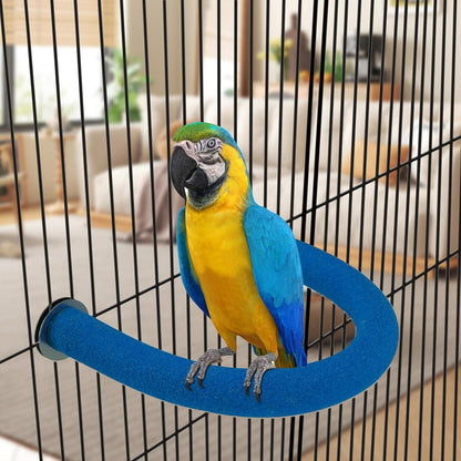 Rypet U Shape Parrot Perch Stand Toy for Paw Grinding Clean Stick Exercise, Rough-Surfaced Quartz