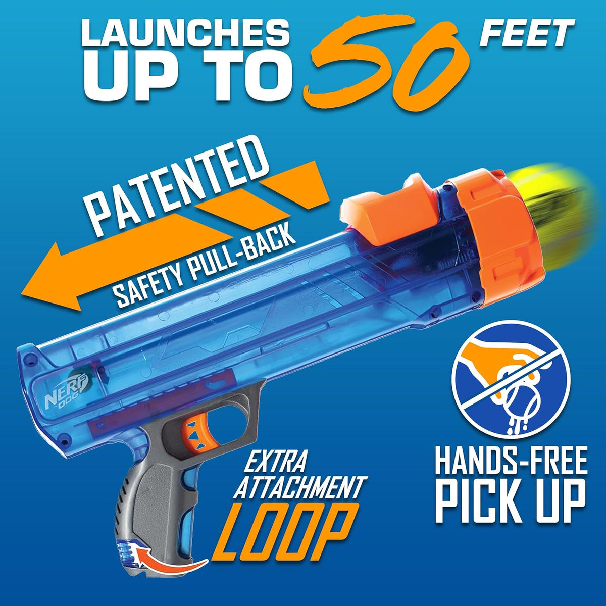 Nerf Dog Tennis Ball Blaster Dog Toy Gift Set, Tennis Ball Dog Fetch Toy Launches up to 50 ft, Dog