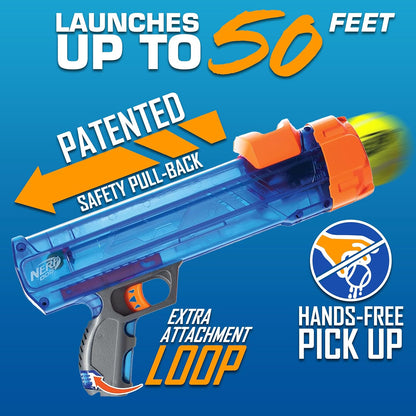 Nerf Dog Tennis Ball Blaster Dog Toy Gift Set, Tennis Ball Dog Fetch Toy Launches up to 50 ft, Dog