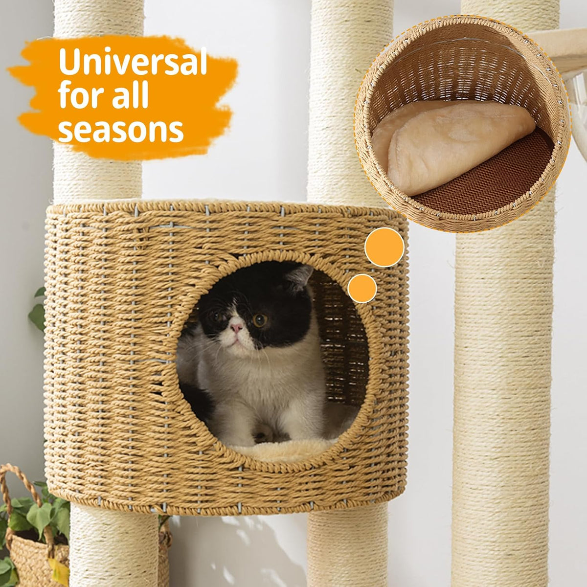 2025 Modern Cat Tree Tower for Large Cats, Advanced Space Module Cat's Nest, Hand Woven Multilevel