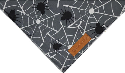 Realeaf Halloween Dog Bandanas 2 Pack, Reversible Orange Gray Pet Scarf for Boy and Girl, Premium