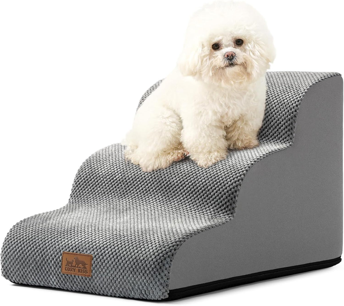 Dog Stairs for Small Dogs 15.7" H, Curved Dog Step for Puppy, Older Cat, Medium Pet Ramp for Sofa