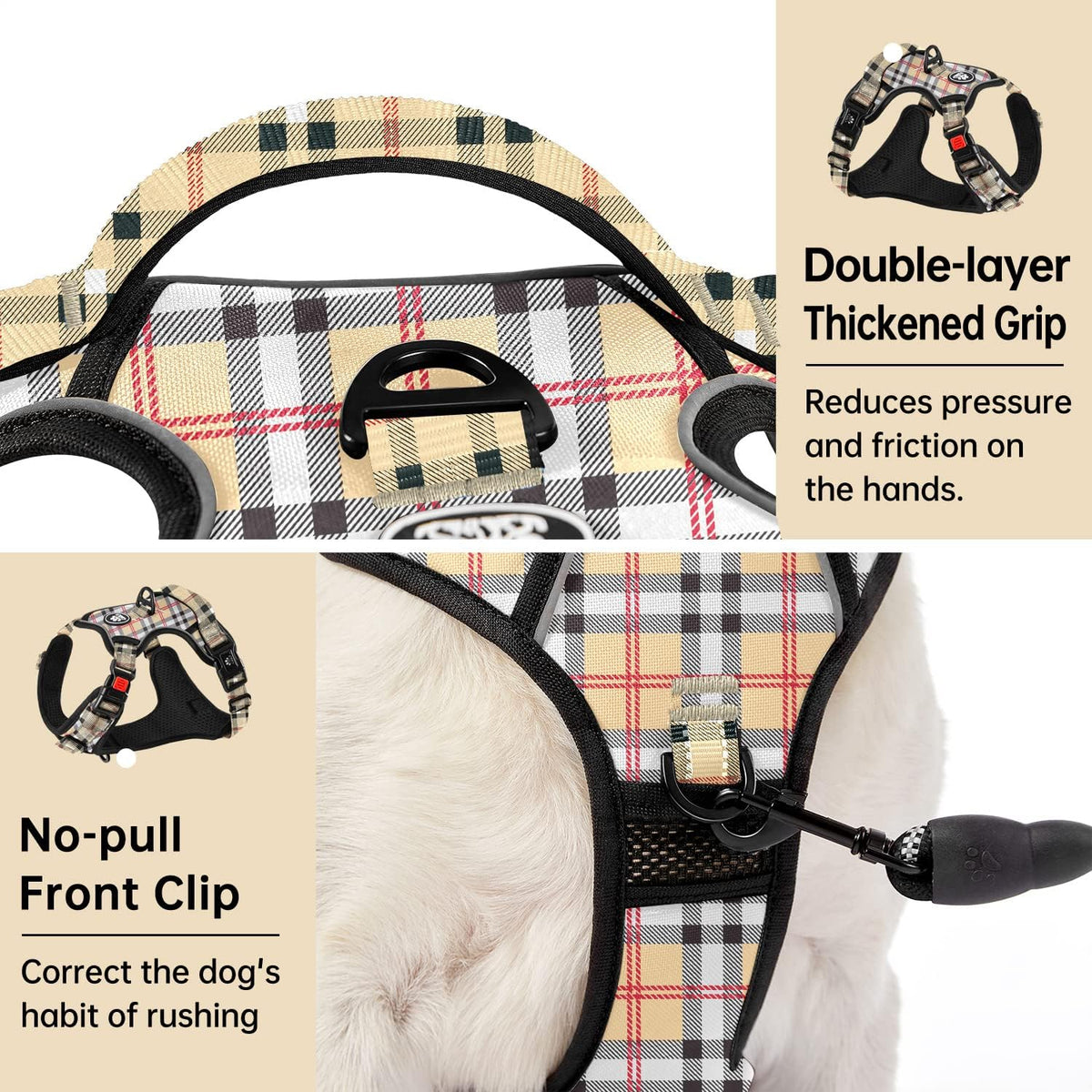 IVY&LANE No Pull Dog Harness with Leash Set, Reflective No Choke Pet Vest,Adjustable Oxford Dog