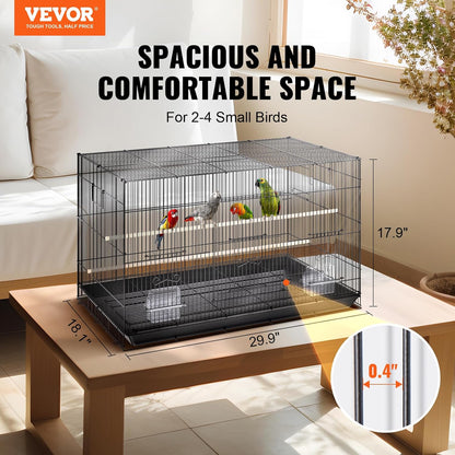 VEVOR 30 Inch Flight Bird Cage, Stackable Bird Cage Parakeet Cage with Slide-Out Tray and Handle