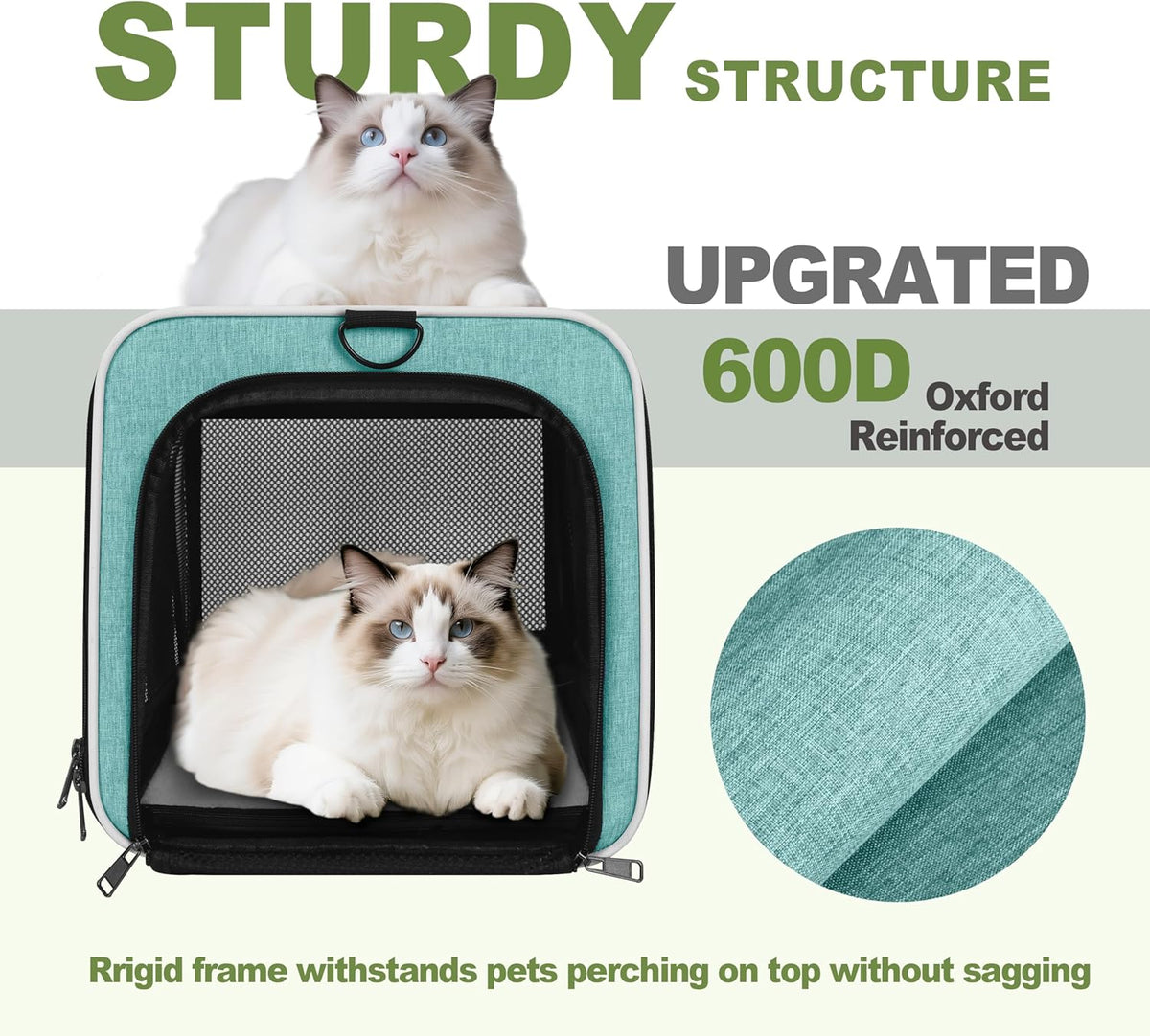 Cat Carrier 18"x11"x11" TSA Approved Ventilated Top Open Softsided Pet Air Travel Bag, Small Animal