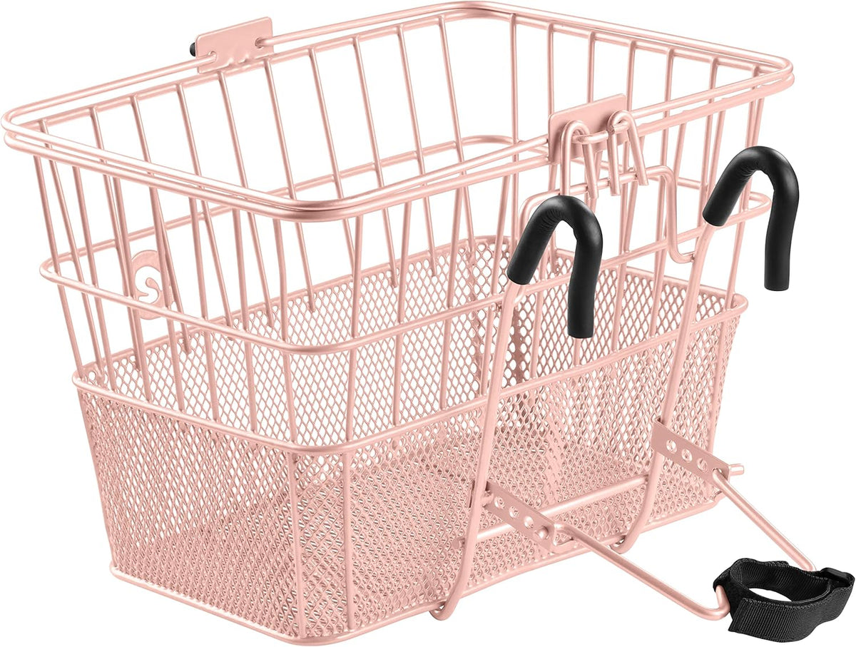 Retrospec Apollo Detachable Front Bike Basket Steel Half-Mesh with Integrated Detachable Hooks and