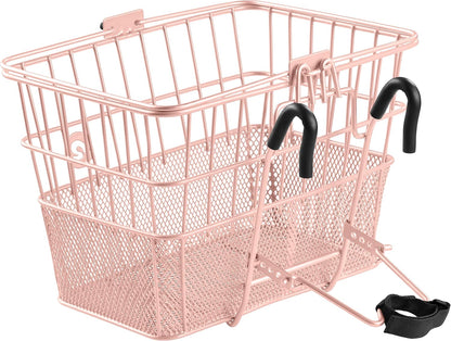 Retrospec Apollo Detachable Front Bike Basket Steel Half-Mesh with Integrated Detachable Hooks and