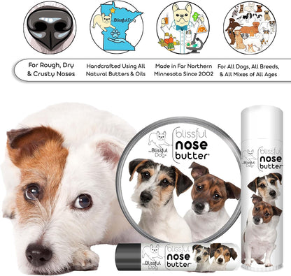 The Blissful Dog Jack Russell Terrier Nose Butter for Dry, Cracked Skin, Lick-Safe Dog Nose Balm