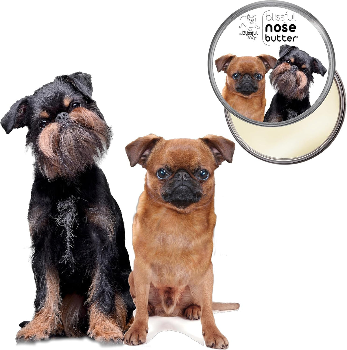 The Blissful Dog Brussels Griffon Nose Butter for Dry, Cracked Skin, Lick-Safe Dog Nose Balm with