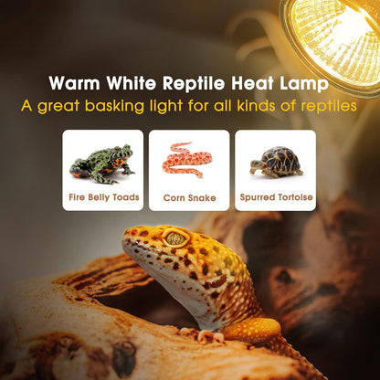 Briignite Reptile Heat Bulb 2 Pack, 50W UVA UVB Reptile Light Bulbs, Dimmable Heat Lamp Bulbs