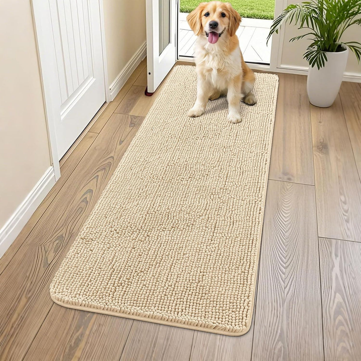 Smiry Dog Door Mat for Muddy Paws 59x24, Absorbs Moisture and Dirt Doormat, Non-Slip Washable Quick