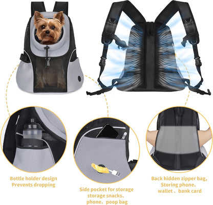 WOYYHO Pet Dog Carrier Backpack Small Dog Front Backpack Ventilated Mesh Dog Travel Back Pack with