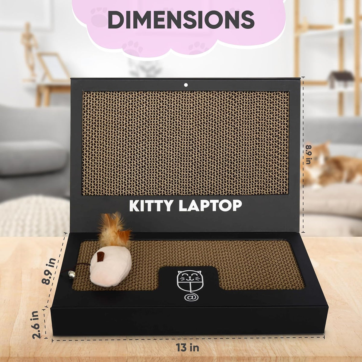 Toy Cat Laptop with 2 Scratchboards + Catnip Mouse Toy for Cats + 50pack Cat Sticker - Interactive