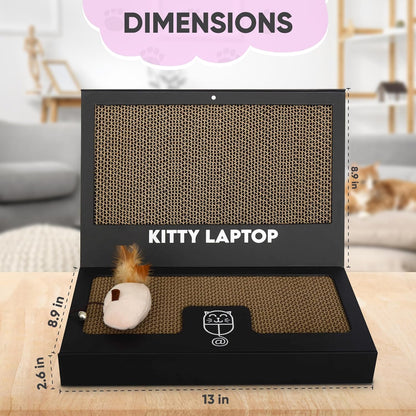 Toy Cat Laptop with 2 Scratchboards + Catnip Mouse Toy for Cats + 50pack Cat Sticker - Interactive