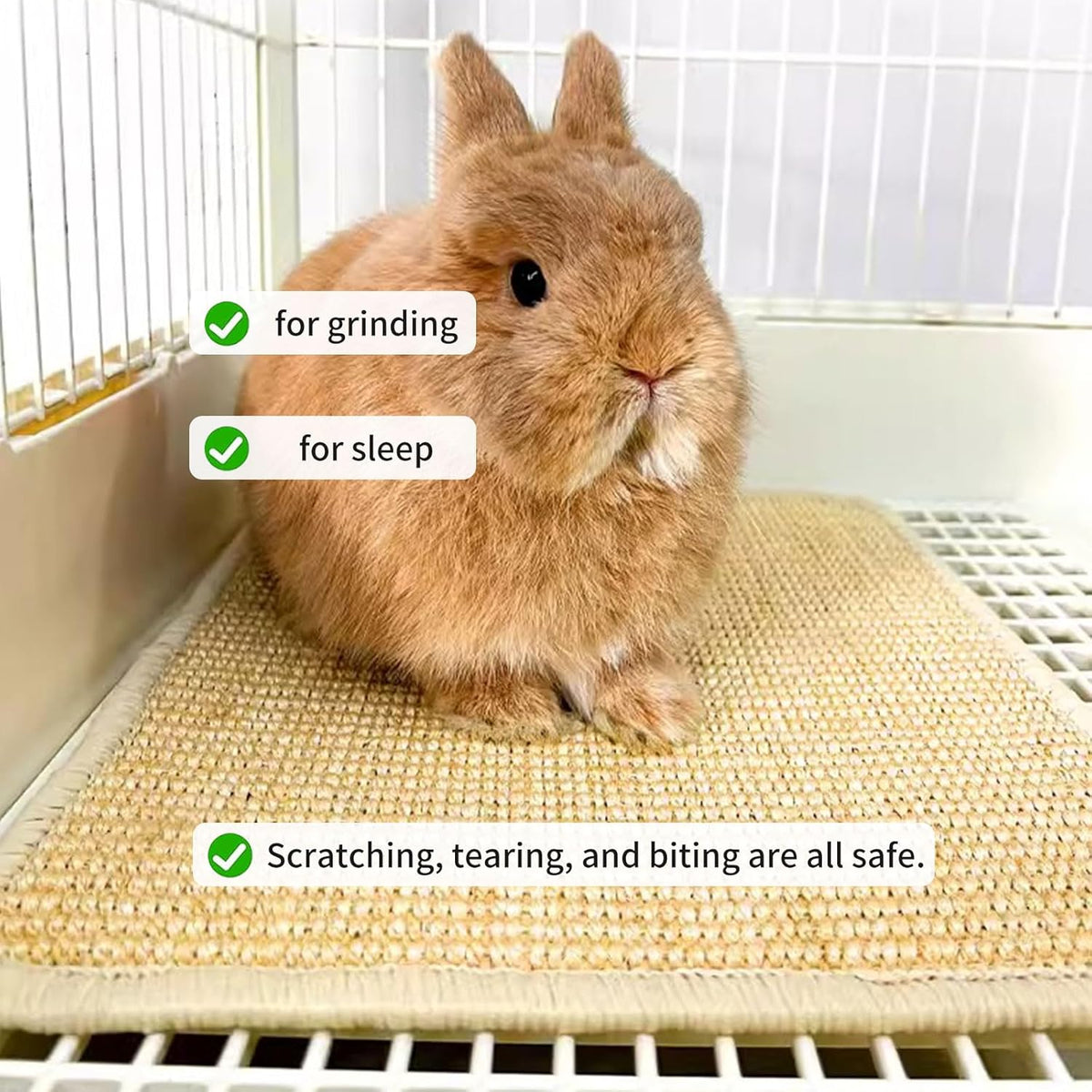 2PCS Rabbit Scratch Mat Natural Bunny Scratching Pad Claws and Teeth Care Rabbit Mats for Cages
