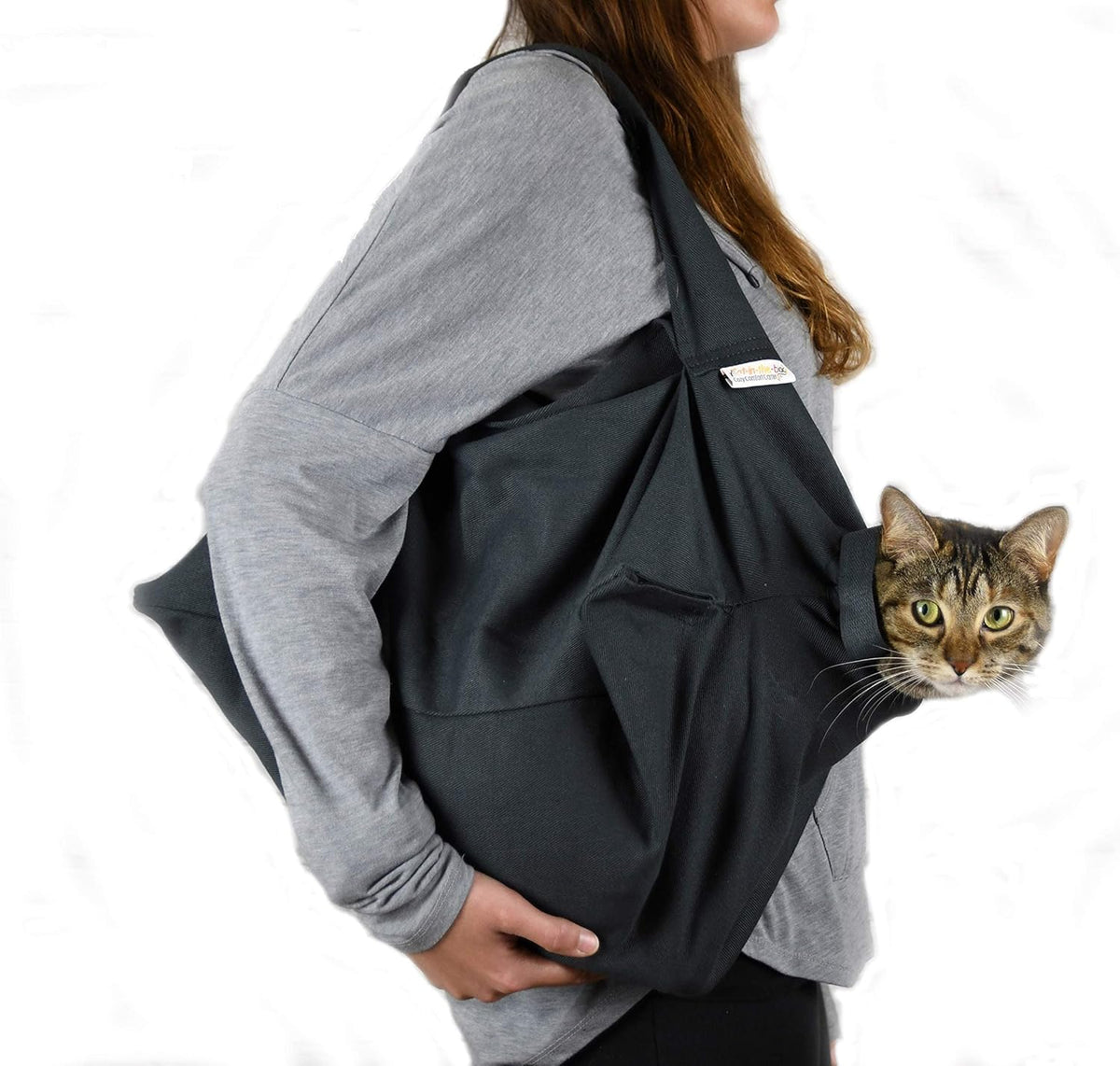 Cozy Comfort Carrier - Small Charcoal Grey Cat Carrier Bag, Soft Cat Carrier and Cat Wrap for Nail