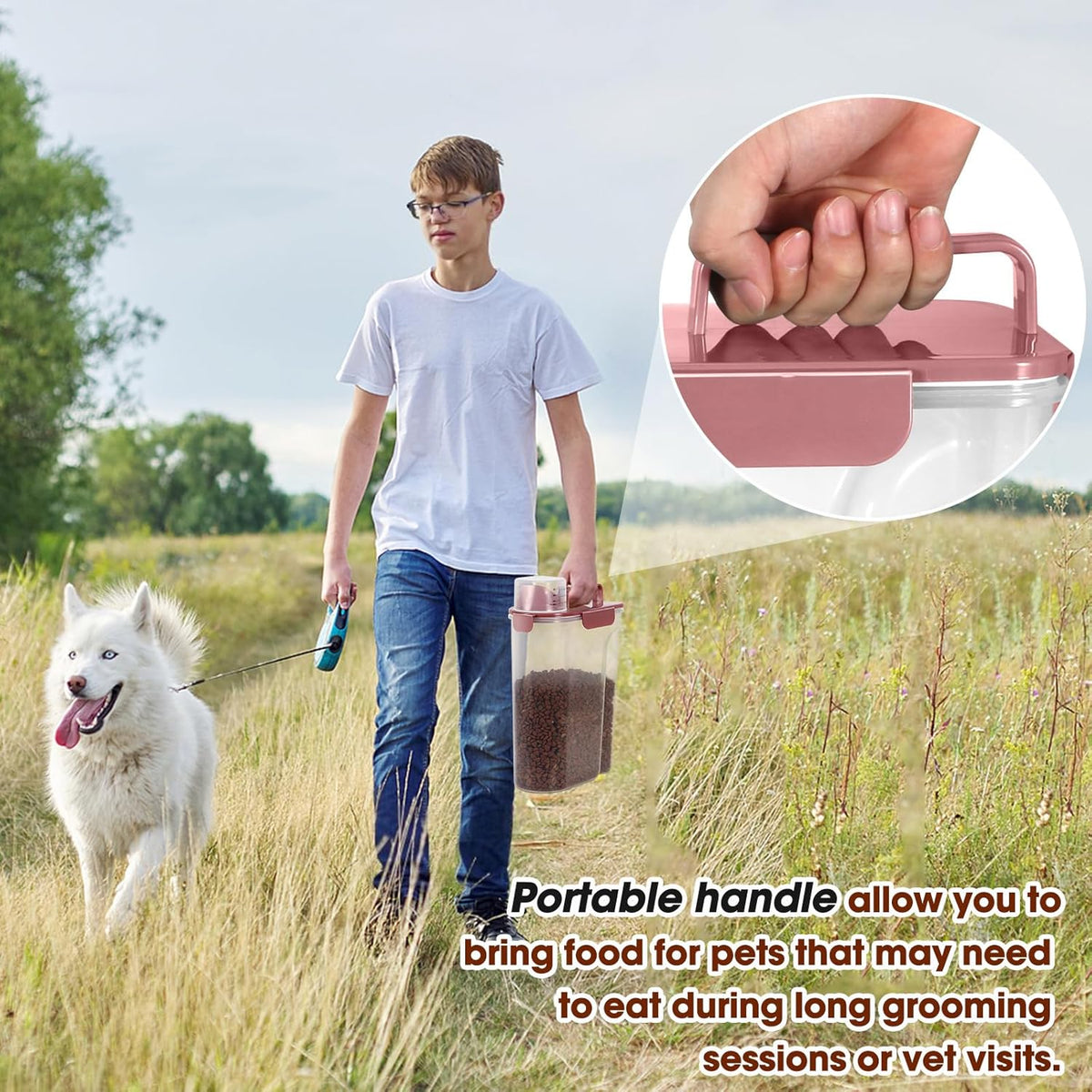 TBMax Portable Dog Food Storage Container 5 to 7 Lbs, Airtight Cat Food Container with Large Spout